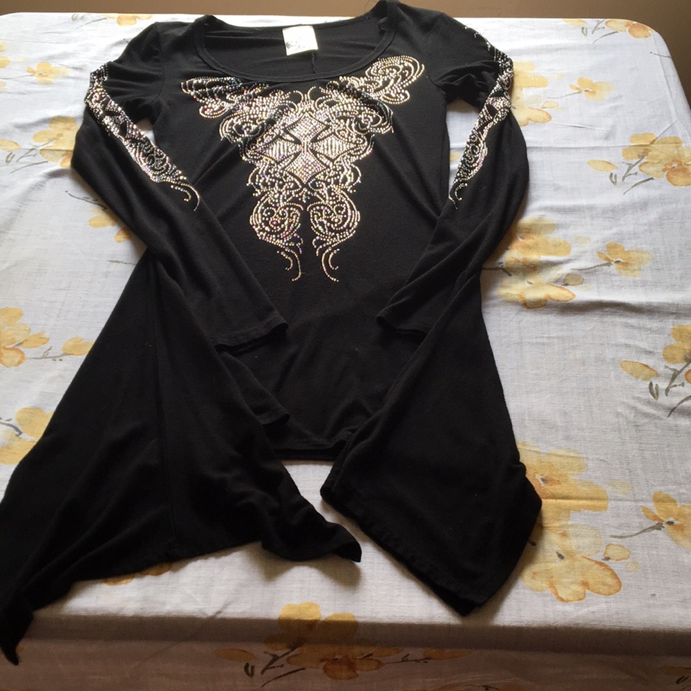 Vocal jeweled black tunic size small
